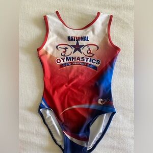 Red and Blue Gymnastics Leotard